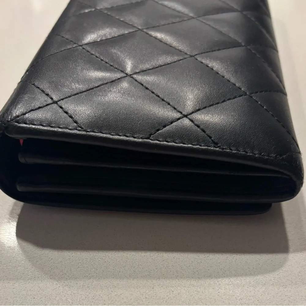 Chanel Quilted Cambon Lambskin Wallet in Black with Pink Interior - Picture 10 of 11